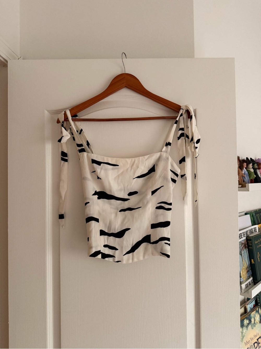 REFORMATION White & Black Tie-Strap Cami Top